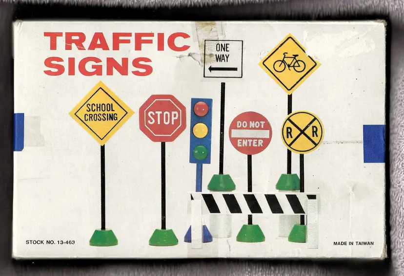 Vintage Wooden Traffic Signs with Box