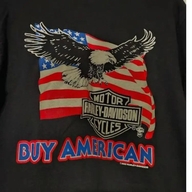 Vintage Buy American Harley Davidson Men's Tshirt