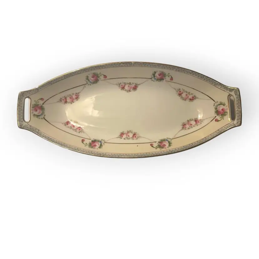 Antique Nippon Hand Painted Serving Bowl Celery Rising Sun 1911-1918