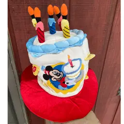Walt Disney World, Mickey Mouse, Happy Birthday Cake Hat With Light Up Candles. Adult Size. 12”h x 13”w.