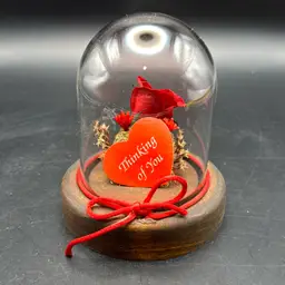 Lifesake Flowers Preserved Flowers Roses In Wood & Glass Cloche Dome 4.5”