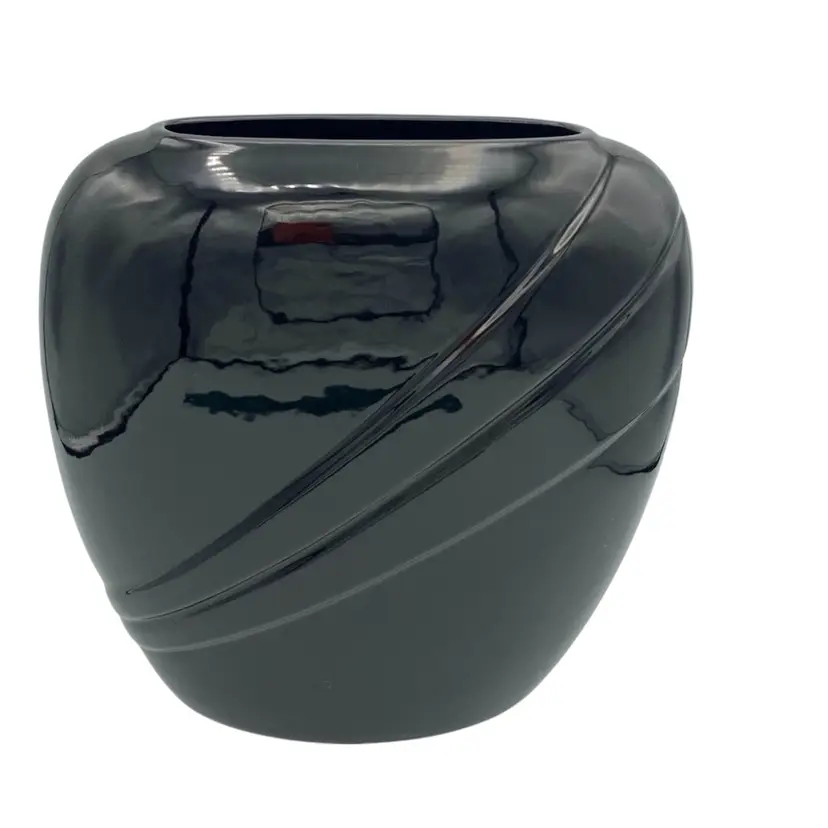 Vintage 1980's Black Glossy Ceramic Vase by Exotic USA