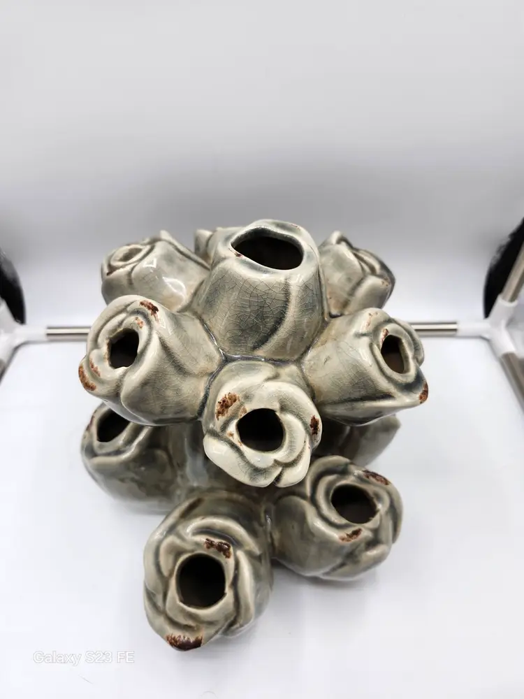 Vintage Sea Anemone Flower Frog Vase 14 Holes - Distinct and Kitchy