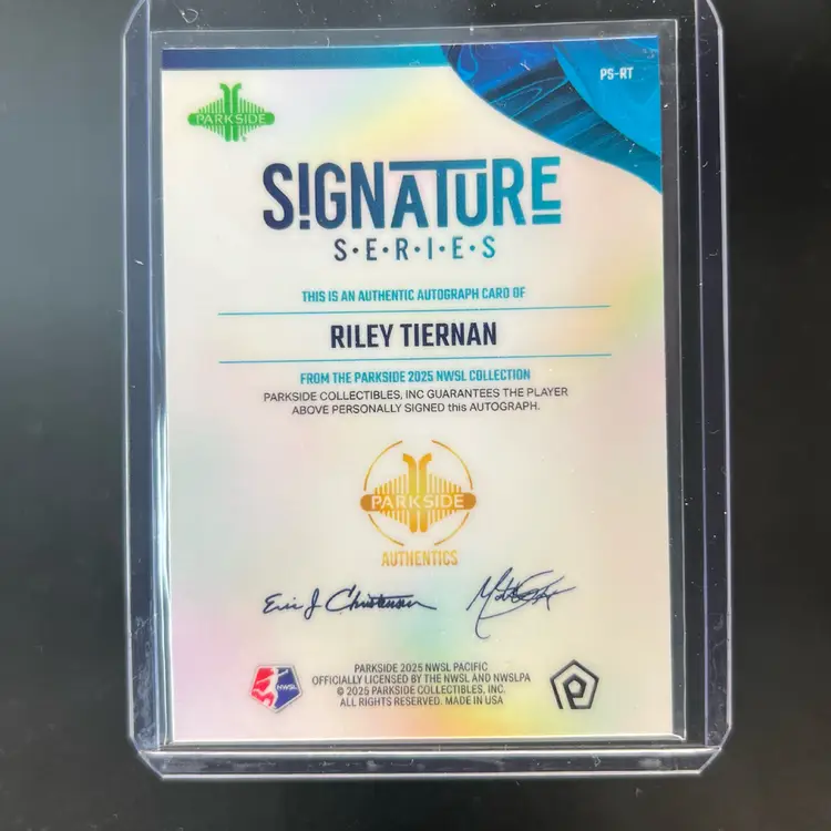 Riley Tiernan 2025 Parkside Pacific Signature Series Autograph Soccer Card
