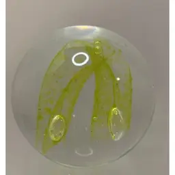 Vintage Art Glass Yellow & Green Swirl Abstract Paperweight