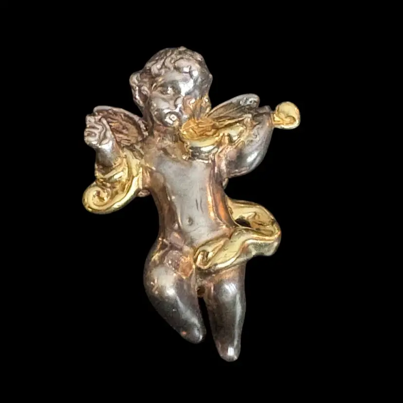 Sterling Silver Cherub Brooch Pendant