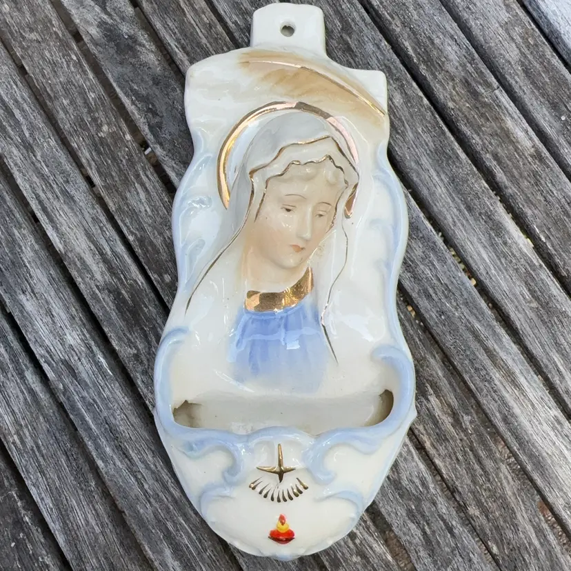 Virgin Mary Wall Pocket Holy Water Font