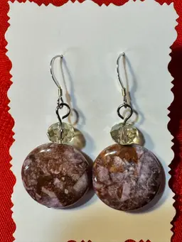 Agate Purples, Browns, Pinks 1” Rounds .925 Earwire