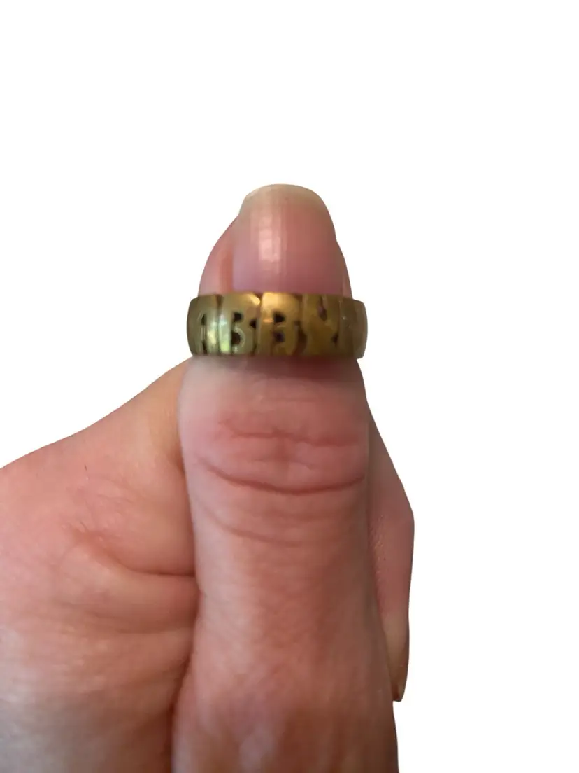 Hand Carved Oxidized Brass Name Ring Abby