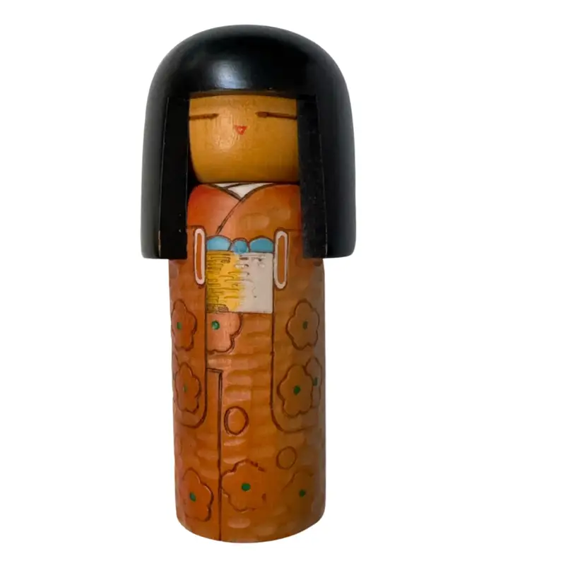 Vintage Japanese Usaburo Okamoto Kokeshi Doll Signed 5” Note As Shown In Picture There Is A Little Scrape On Side Of Head