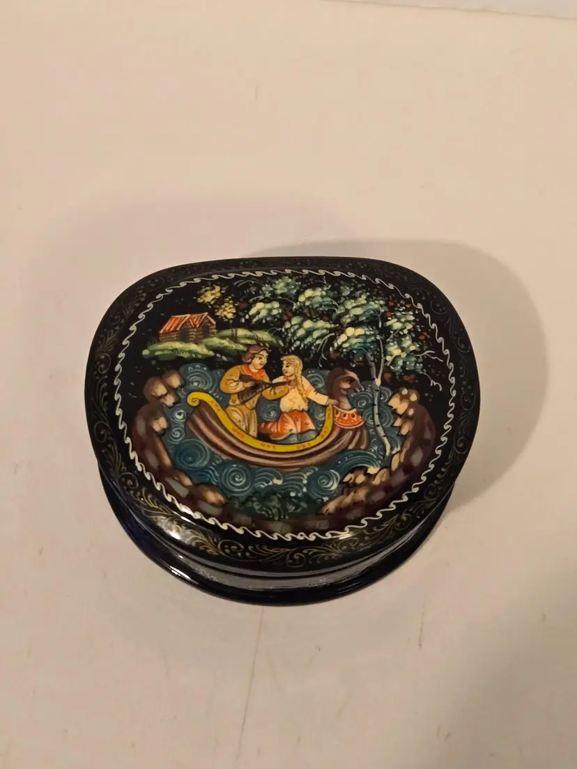 Hand Painted Russian Lacquer Trinket Box