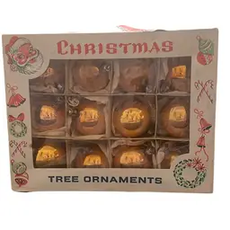 Vintage Gold Glass Ornaments Poland 2 Inch