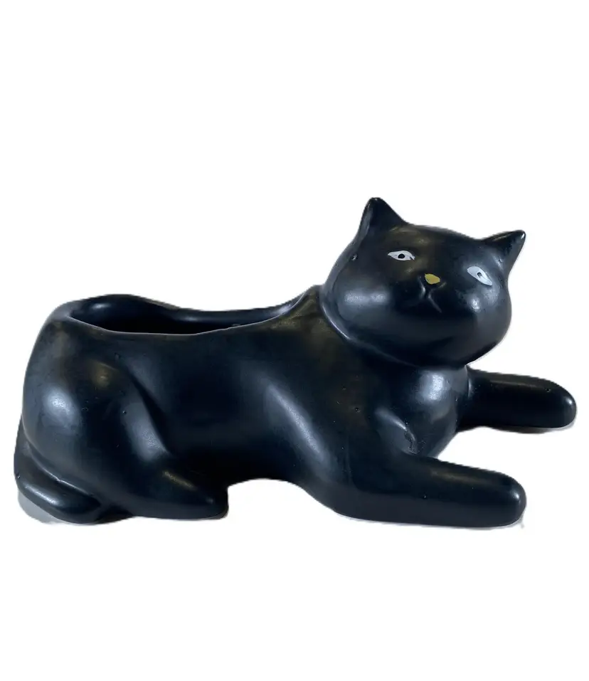 Cosmo, The Black Cat Planter by Kikkerland Ceramic 5.75"x2.5"
