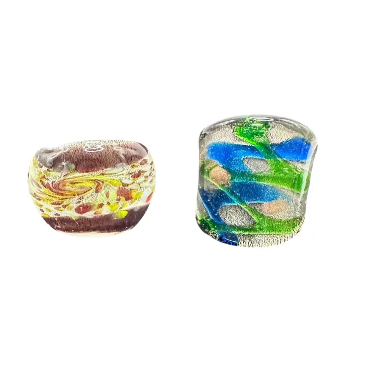 2 Boho Beautiful Handmade Glass Rings 7 & 7.5