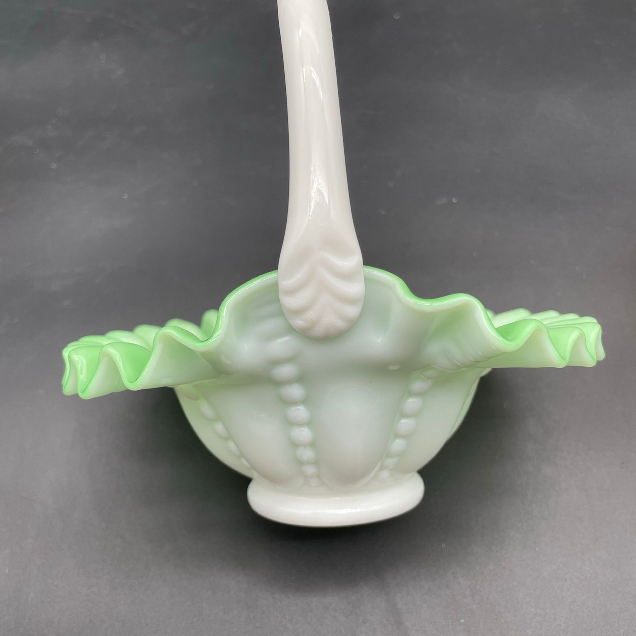 Niknax · Vintage Fenton Cased Green & White Glass Basket