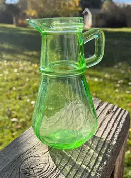 Vintage Green Uranium Glass Pitcher