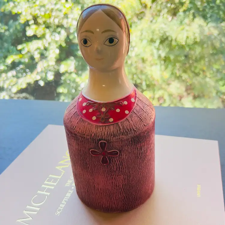Vintage Paper Mache Bust I W. Rice & Co. Japan Bullocks Toilet Paper Roll Cover Pink 11”