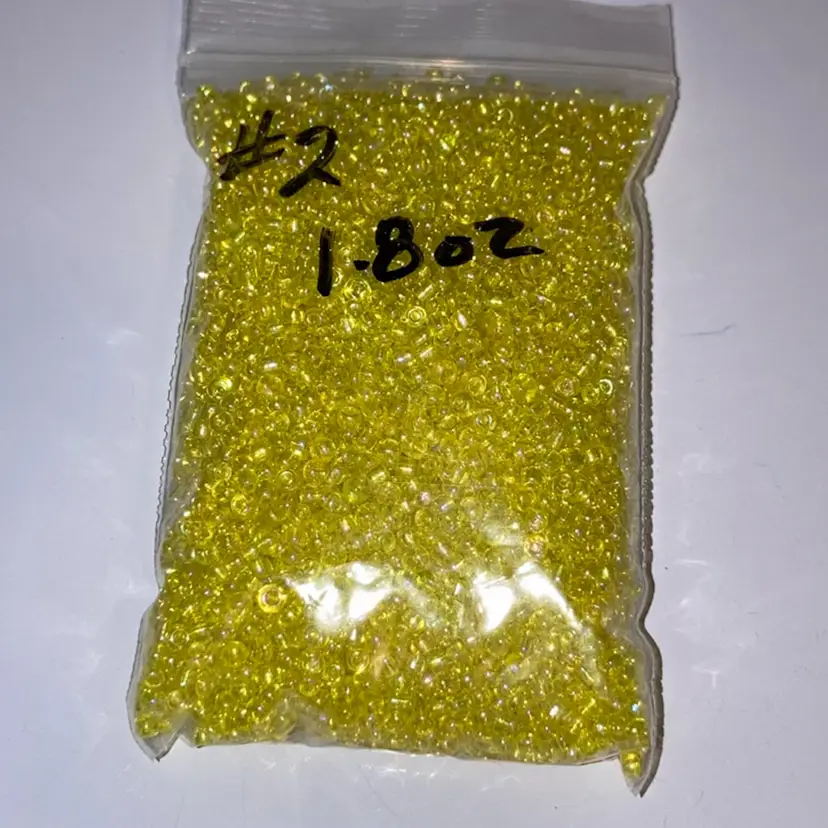Yellow Iridescent Seed Beads 1.8 Oz