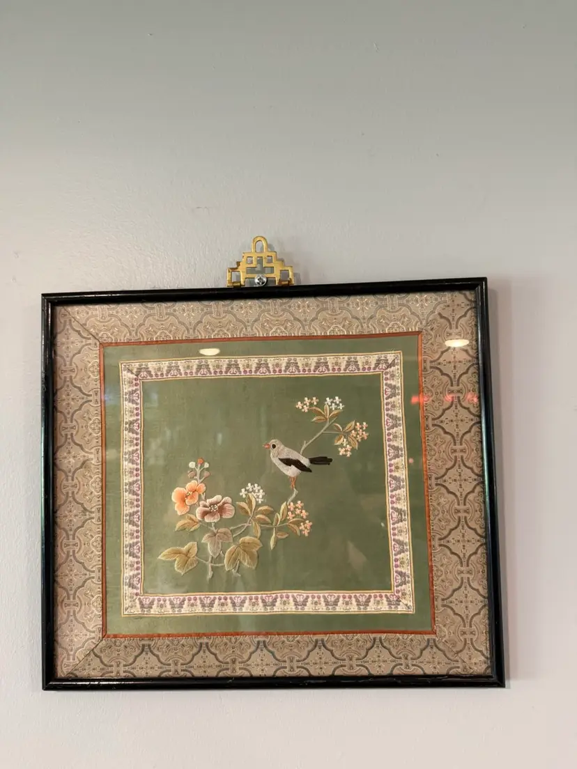 GORGEOUS Vintage Japanese Silk Hand Embroidery Framed Asian Art