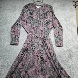 Vintage Jessica Howard by Mitchell Rodbell Dress Size 12 Purple Floral Cottage Core