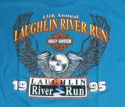 Vintage Single Stitch Harley Davidson Laughlin t-shirt Motorcycle Run Turquoise