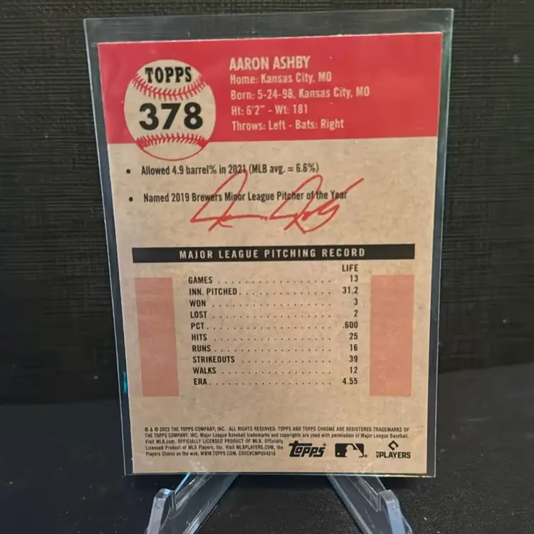 Aaron Ashby 2022 Platinum Milwaukee Brewers Prism