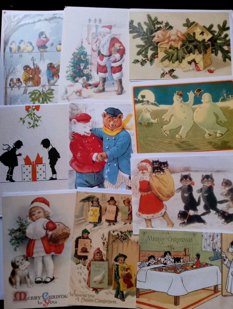 10 x Vintage Design Christmas Cards Random Pack #18