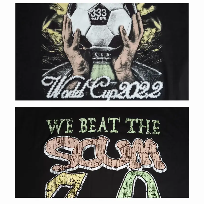 Half Evil 333 World Cup Soccer We Beat the Scum T-Shirt futbol oversize street
