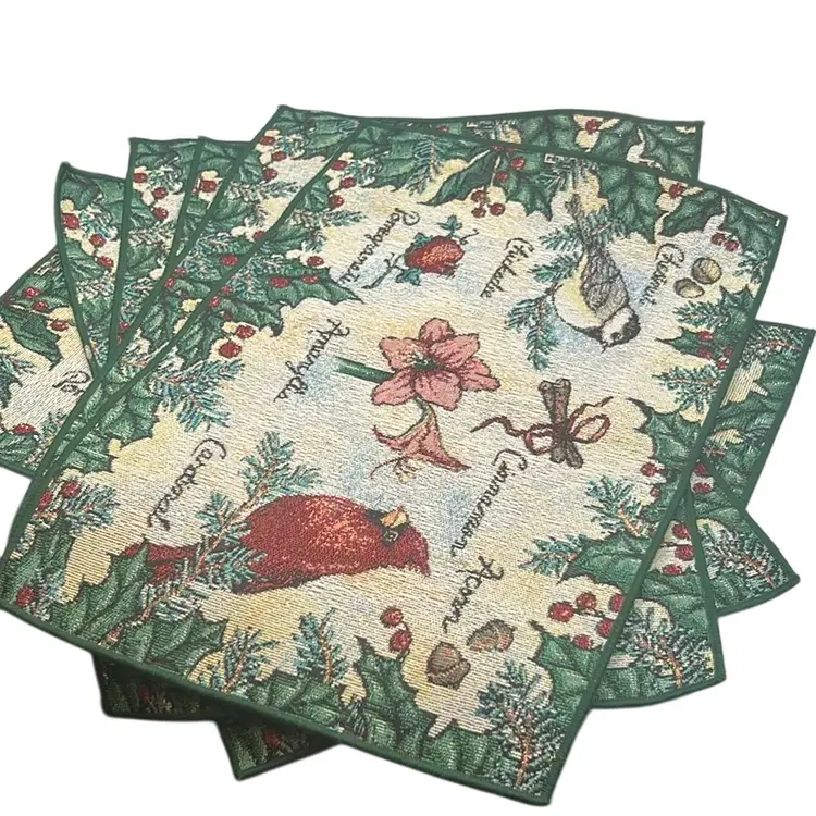 Tapestry Bird & Holly Christmas Placemats - Set of 6
