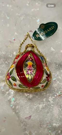 Rochard Limoges Hand Blown Glass Purse Ornament Made In Germany.