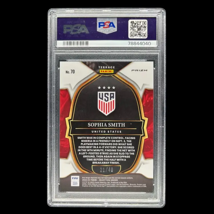 Sophia Smith 2022/23 Select FIFA Tie Dye /49 PSA 10 USWNT Soccer Card
