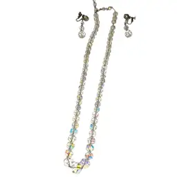 Vintage AB Stones Necklace And Earrings Set