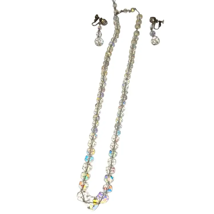 Vintage AB Stones Necklace And Earrings Set