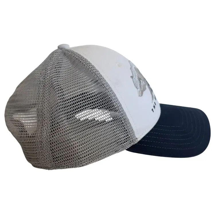 The North Face Embroidered Mudder Trucker Hat Bear Patch Gray & White Snapback