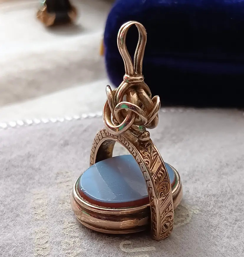 Antique Victorian 9K Gold Spinner Watch Fob