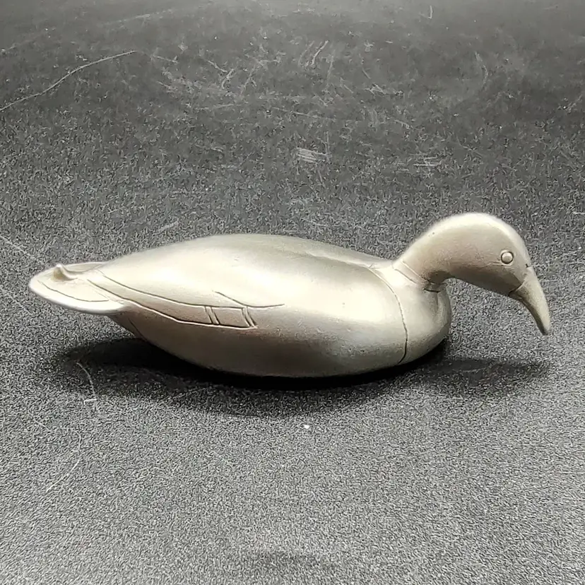 Vtg Hudson Pewter Mallard"Shang" Wheeler Signed Pewter Figurine