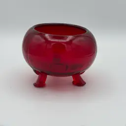Vintage Viking 3 Footed Ruby Red Bowl