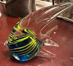 Blown Glass  Angel Fish Blue/yellow No Markings