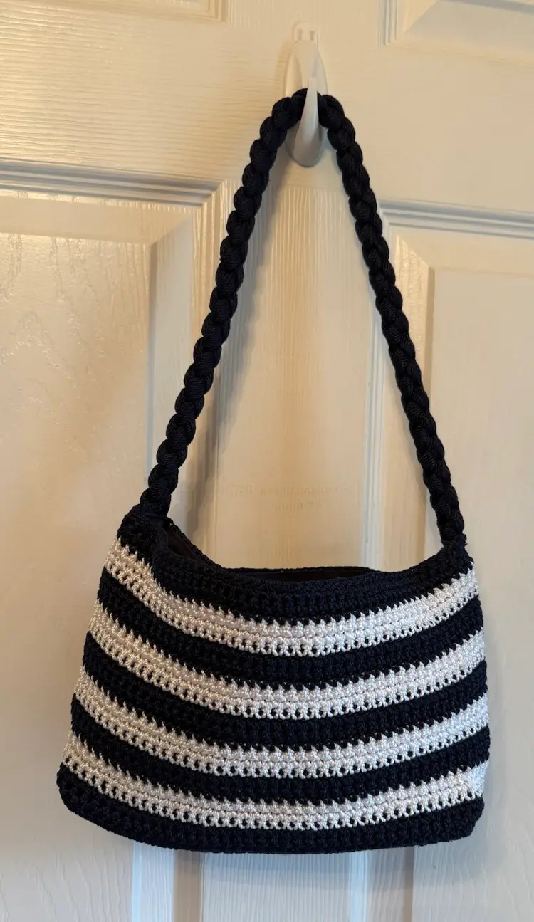 The Sak Handbag White Navy Blue Stripes