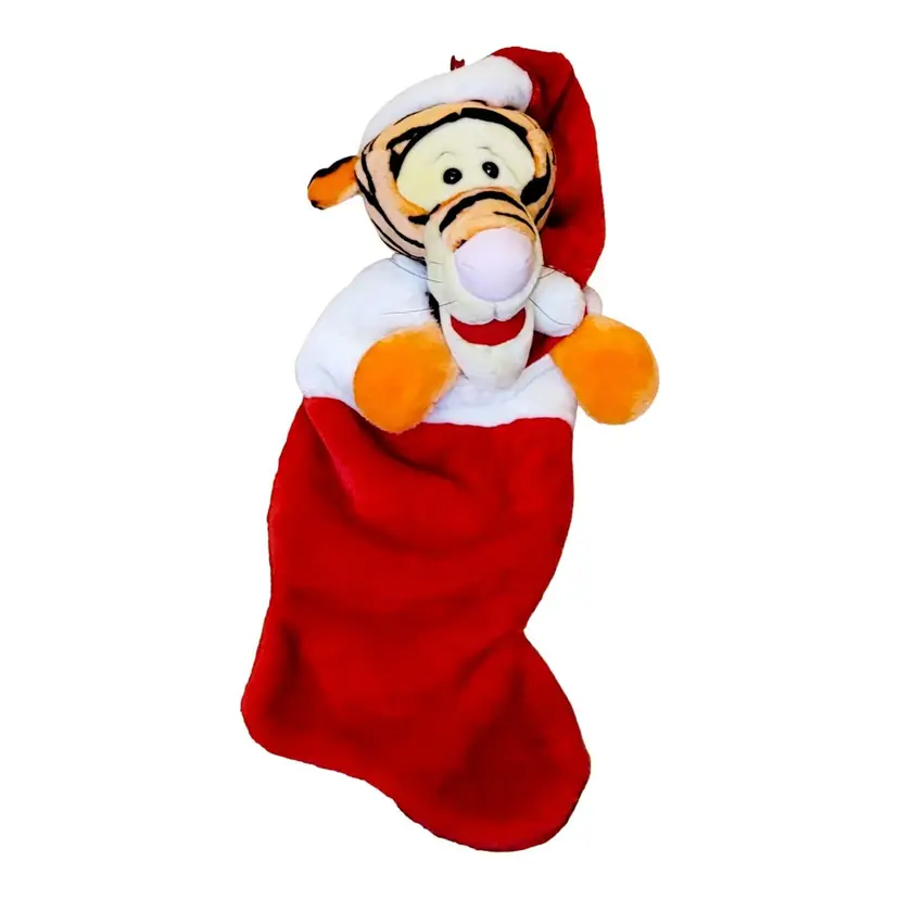 Vintage Disney Tigger Plush Stocking Christmas Winnie The Pooh 3D Head Kids Fun