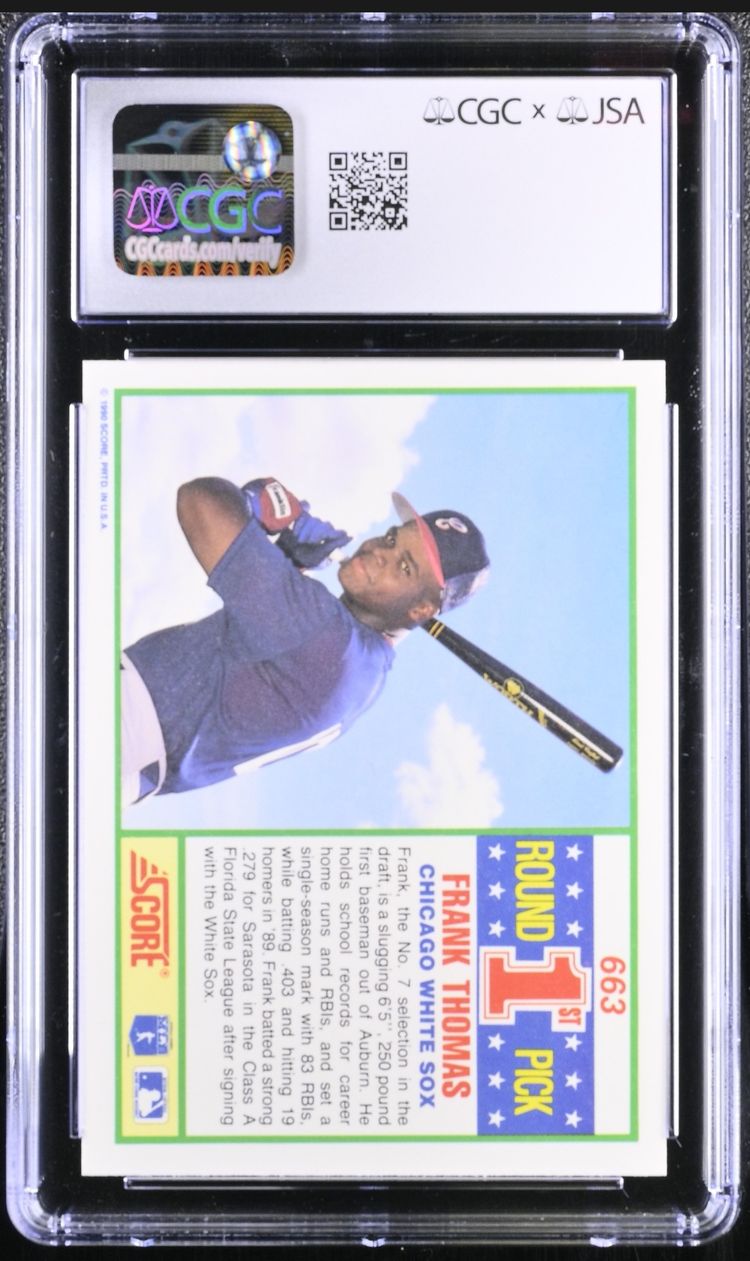1990 Score Baseball #663 Frank Thomas Rookie Autograph JSA CGC 9 Mint  AUTO 10