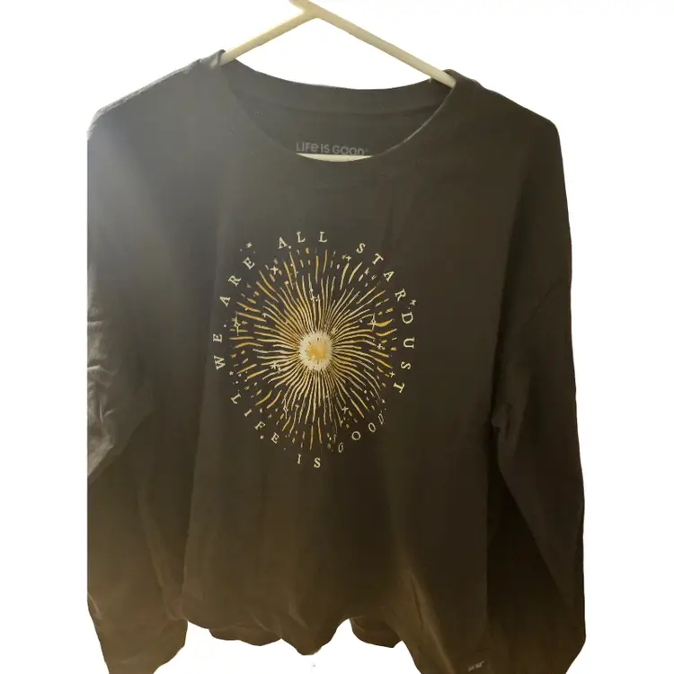 Women's Life Is Good We Are All Stardust Long Sleeve Crusher Boxy Tee Large