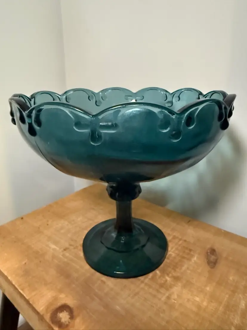 Indiana Glass Blue Pedestal Compote Bowl