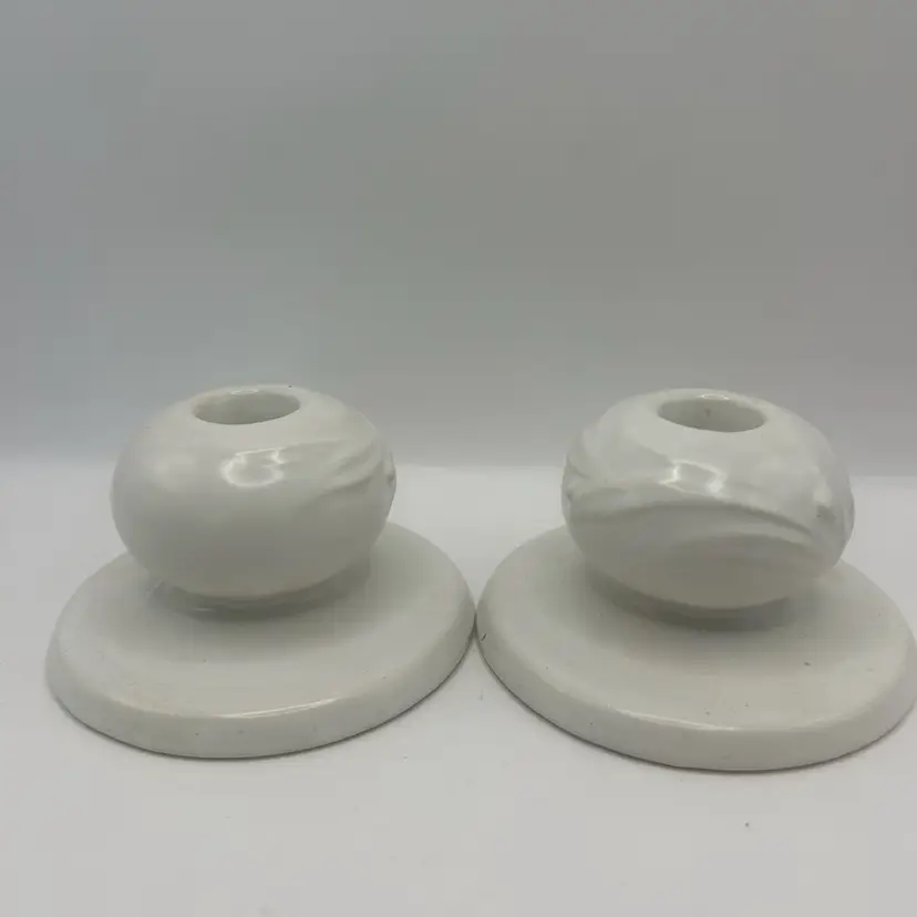 Roseville Candleholders 4” Base  Pair