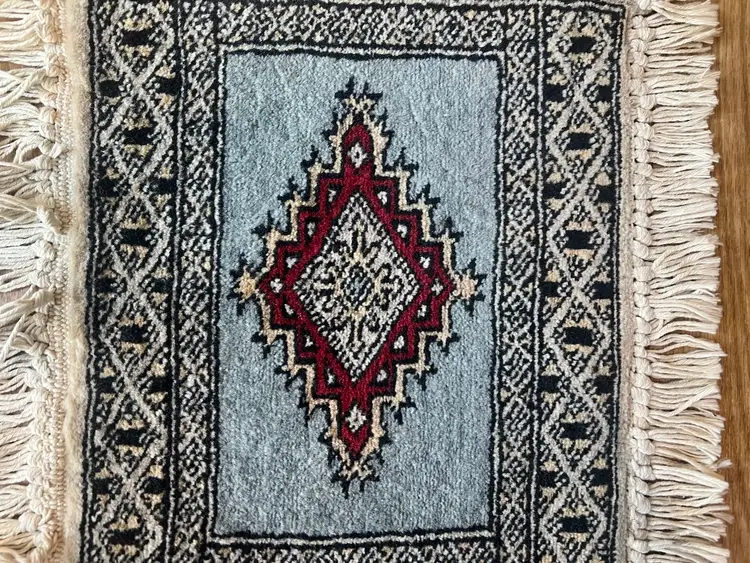 Vintage Estate Small Likely Pakistani Southern Asia Hand Knotted Rug 14" by 12"