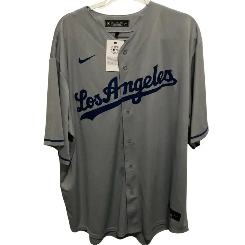 $150 Men's Los Angeles Dodgers Nike Gray Away Replica Player Jersey 2XL