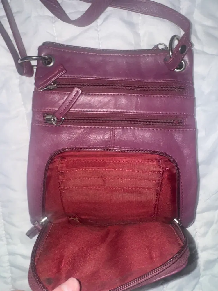 Wine Colored Leather Cross Body Bag Made In India - Unbranded