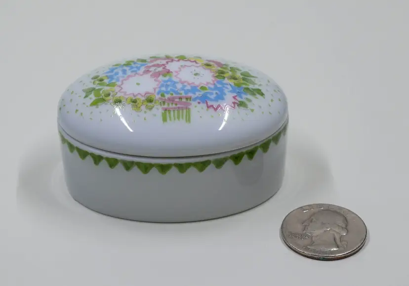 Haviland Limoges Porcelain Trinket Box, Hand Painted