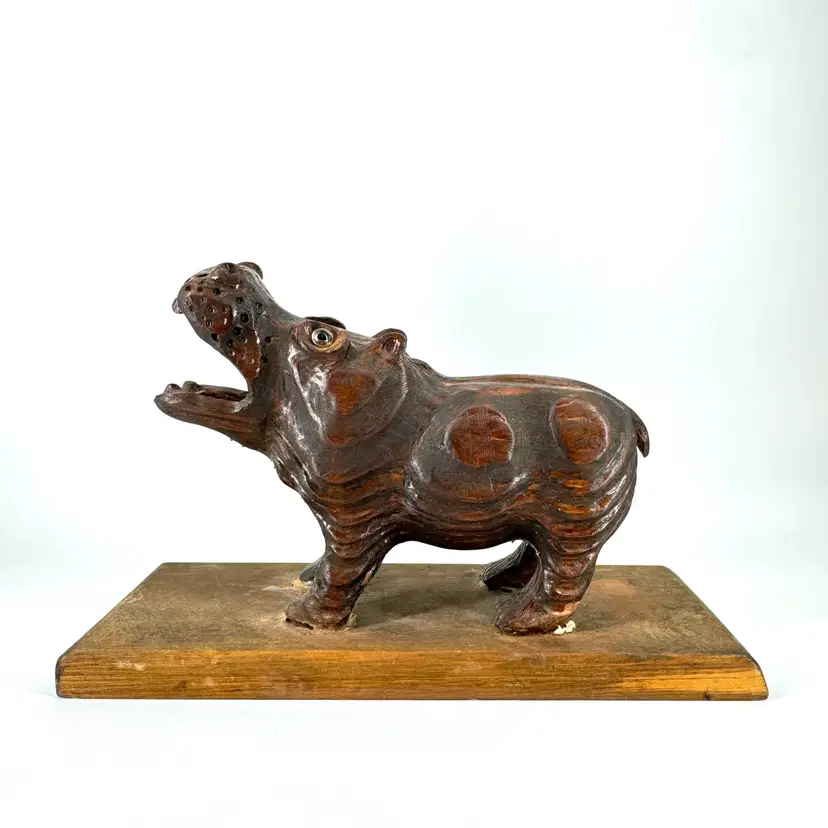 Hand Carved Hippopotamus Hippo Statue