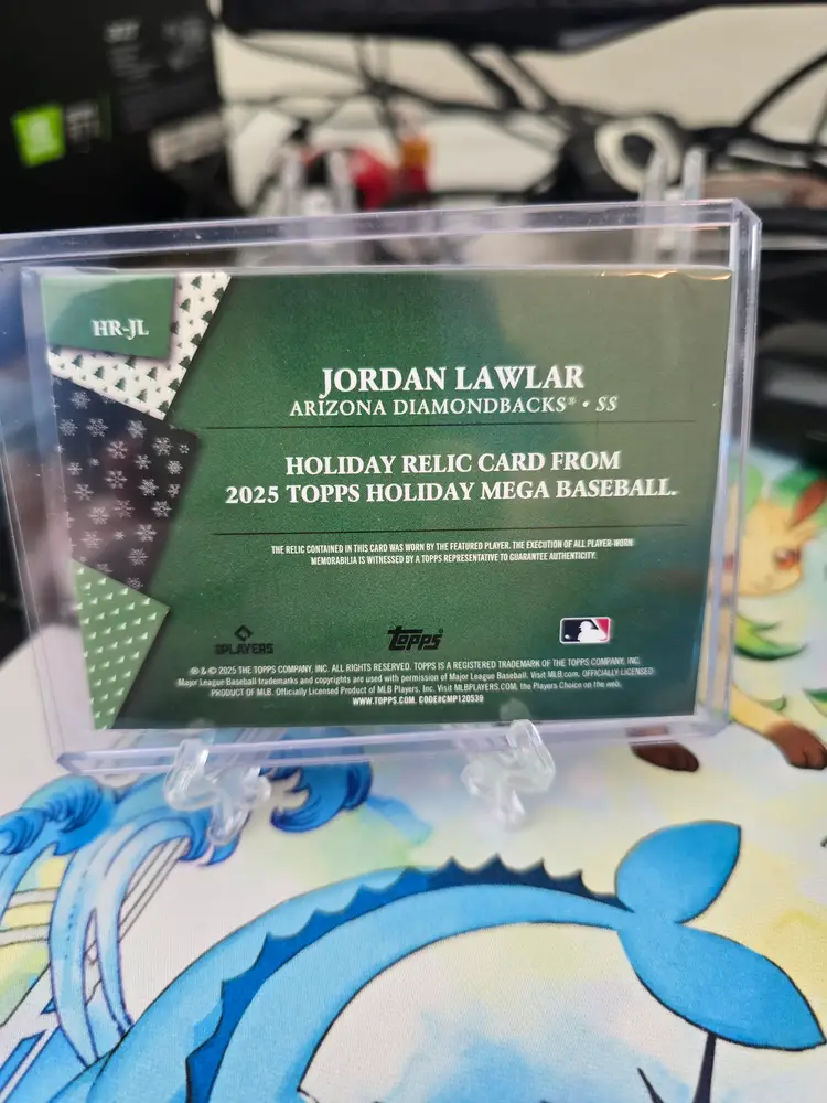 2025 Jordan Lawlar Holiday Relic Sanat Hat /75 Arizona Diamondbacks